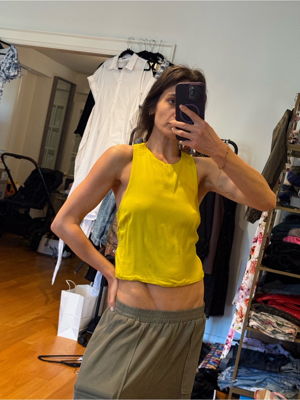 Silence and noise yellow backless adjustable stretchy high neck top - Picture 3 of 10